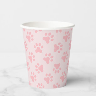 Gobelets en papier empreintes de pattes roses pour