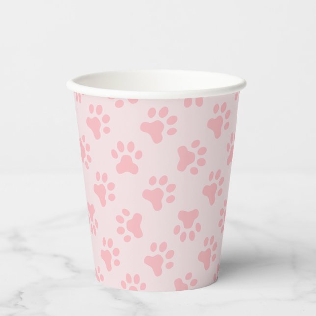 Gobelets en papier empreintes de pattes roses pour (Recto)