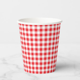 Gobelets En Papier en vichy ferme rouge et blanc