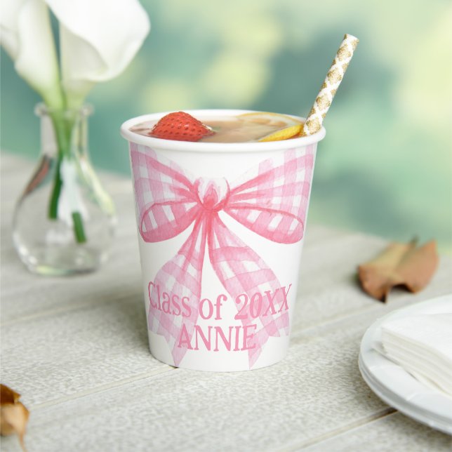 Gobelets En Papier En vichy rose Coquette Bow (Insitu)