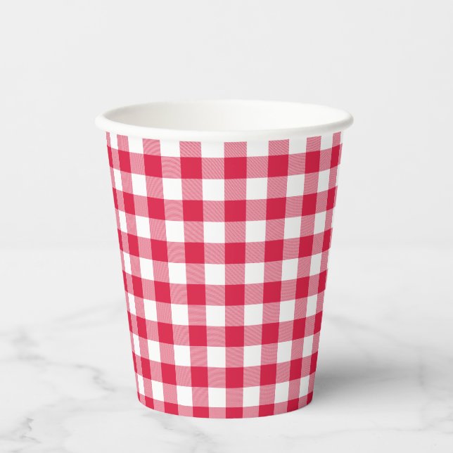 Gobelets En Papier En vichy rouge (Recto)