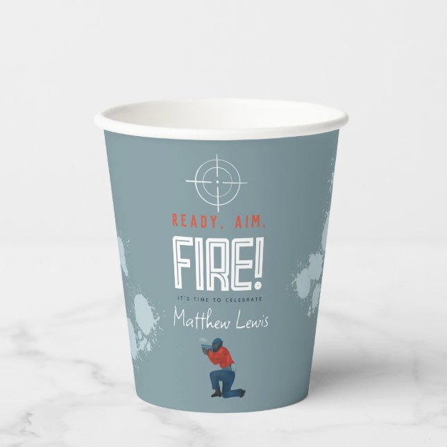 Gobelets En Papier Enfants Blue Paintball Boys Cool Anniversaire (Recto)