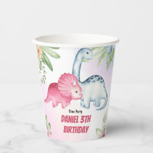 Gobelets En Papier Enfants Dinosaur 3e fête d'anniversaire