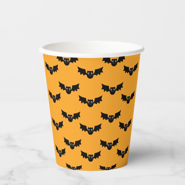 Gobelets En Papier Enfants Halloween Anniversaire Fête Cute Bats (Recto)