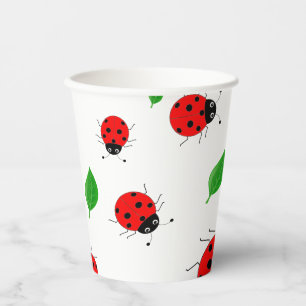 Gobelets En Papier Enfants mignonne Rouge coccinelle et vert quitter
