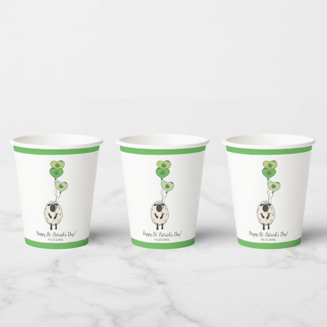 Gobelets En Papier Enfants Mouton et Trèfle de la Saint-Patrick (Multi)