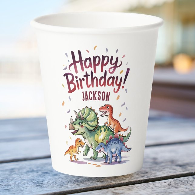 Gobelets En Papier Enfants personnalisés Dinosaure Anniversaire (Créateur téléchargé)