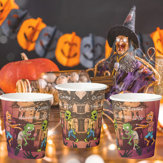 Gobelets En Papier Enfants Zombie Halloween Coupes de papier partie