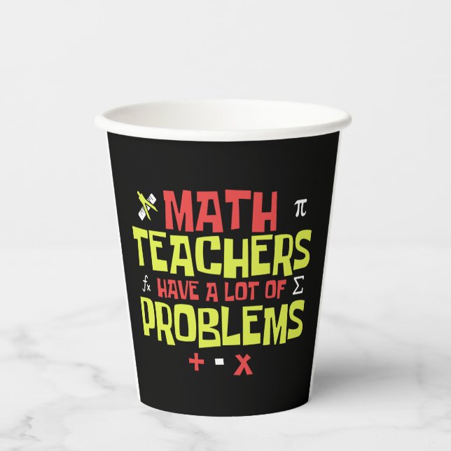 Gobelets En Papier Enseignant drôle en mathématiques - Beaucoup de pr (Recto)