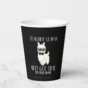 Gobelets En Papier Enseignant Llama - Pas de temps pour le drame amus