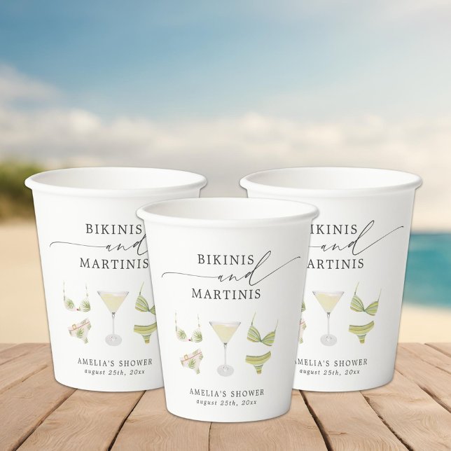 Gobelets En Papier Enterrement de vie de jeune fille Bikini & Martini (Créateur téléchargé)