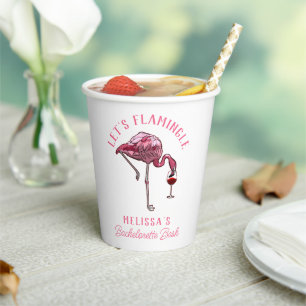 Gobelets En Papier Enterrement de vie de jeune fille flamant rose drô
