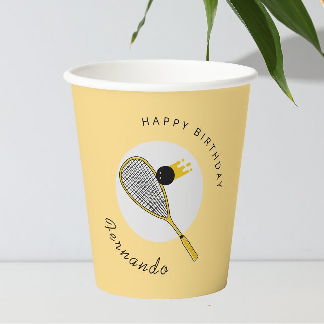 Gobelets En Papier Entraîneur de joueur de squash Racket et Anniversa (Créateur téléchargé)