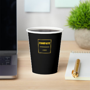 Gobelets En Papier Entreprise personnalisée noire moderne sur mesure