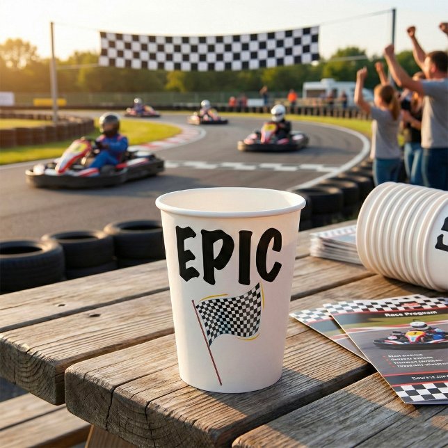 Gobelets En Papier Epic Finish Line Checkered Racing Flag (Créateur téléchargé)