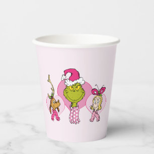 Gobelets En Papier Équipage Grinch en Portrait Rose de la Saint-Valen
