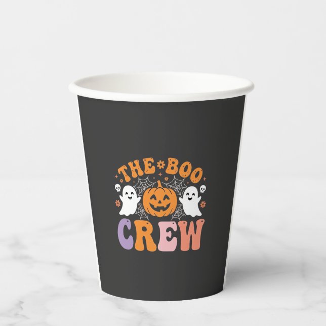 Gobelets En Papier Équipe de fantômes de citrouille de Halloween Desi (Recto)