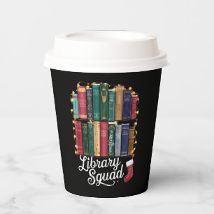 Gobelets En Papier Équipe de lecture de la bibliothèque de Noël amour