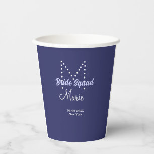 Gobelets En Papier Équipe de mariée ajoute un nom monogramme demoisel