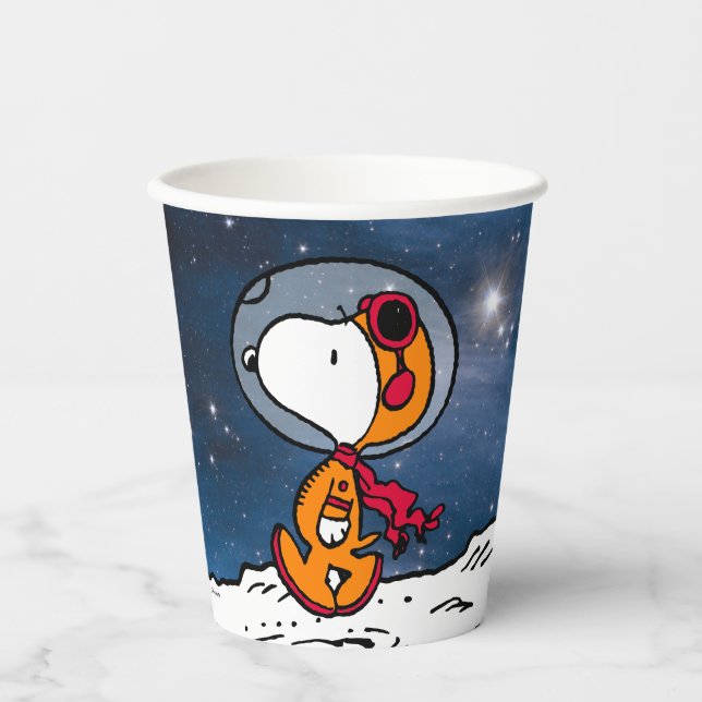 Gobelets En Papier ESPACE | Astronaute de Snoopy (Recto)