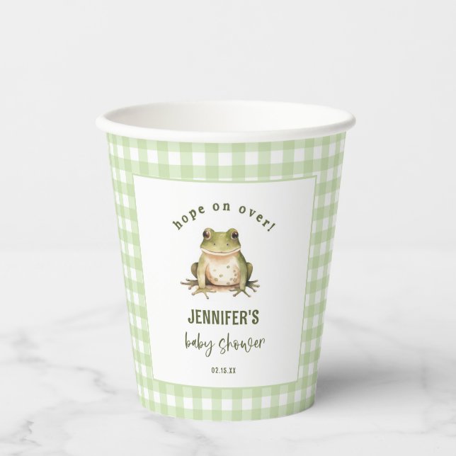 Gobelets En Papier Espoir sur le Baby shower de la grenouille (Recto)