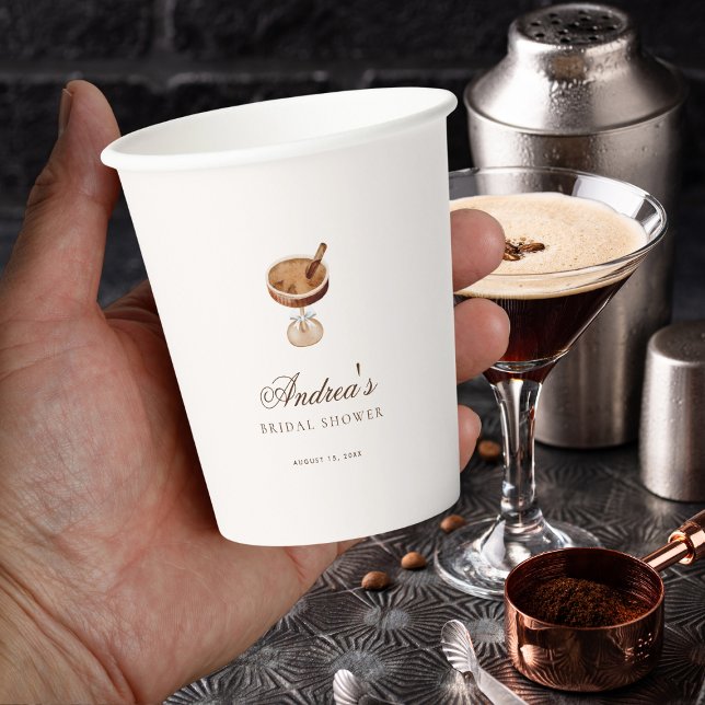 Gobelets En Papier Espresso Martini Café Thème Fête des mariées (Créateur téléchargé)