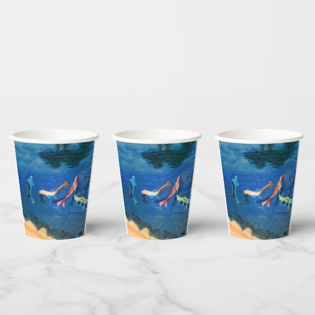 Gobelets En Papier Étang de carpes (Multi)
