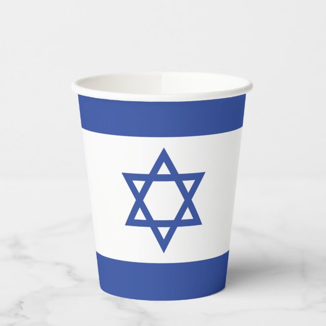 Gobelets En Papier Etat d'Israël Drapeau, Étoile de David Juifs (Gauche)