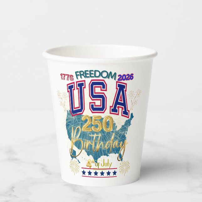 GOBELETS EN PAPIER ÉTATS-UNIS 250 ANS DE LIBERTÉ (Recto)