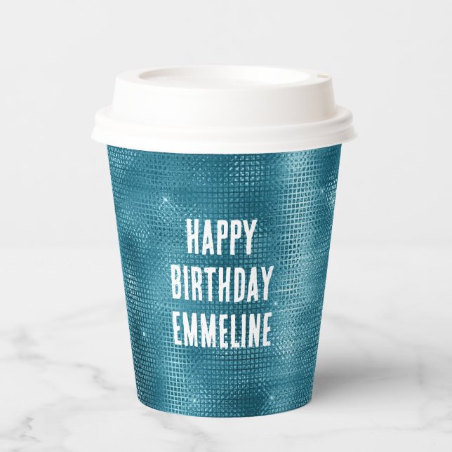 Gobelets En Papier Étincelle Turquoise (Recto)