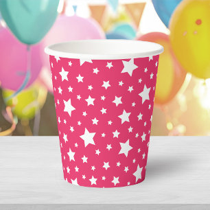 Gobelets En Papier Étoiles blanches avec couleur de fond modifiable
