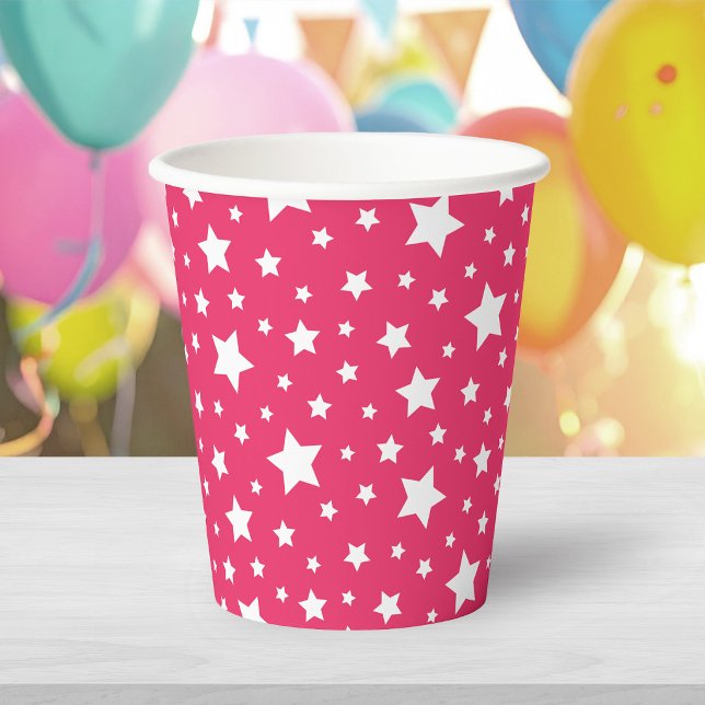 Gobelets En Papier Étoiles blanches avec couleur de fond modifiable (Créateur téléchargé)