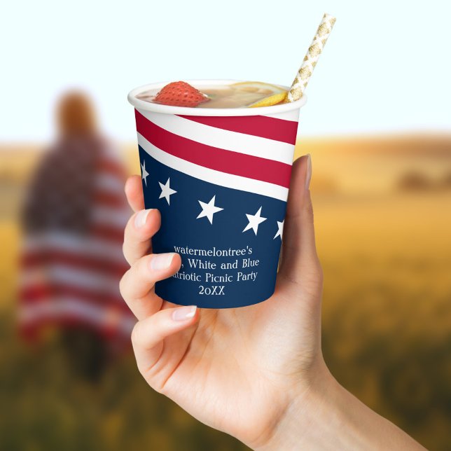 Gobelets En Papier Étoiles et rayures Patriotique Picnic Party 8oz (Stars and Stripes Paper Cup perfect for your patriotic picnic party and 4th celebrations. )