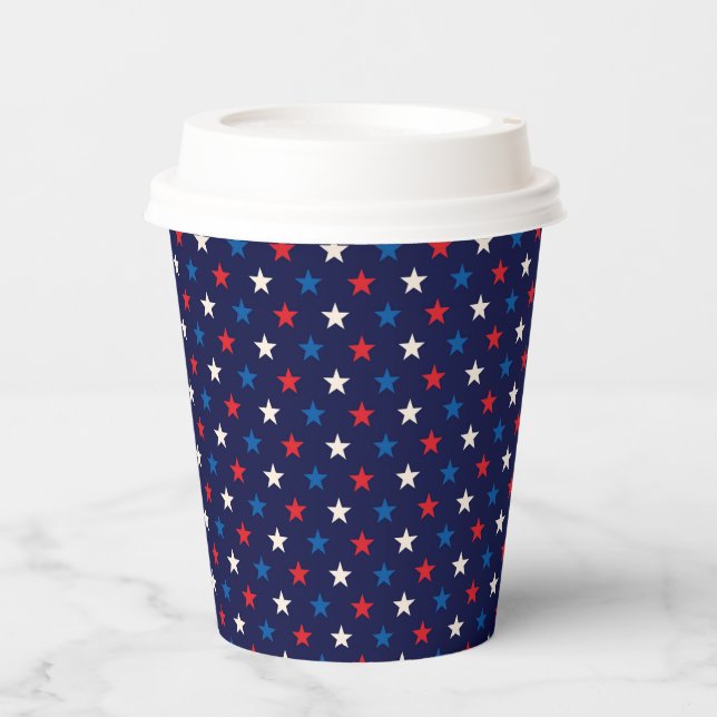 Gobelets En Papier Étoiles Rouges Blanches Et Bleues (Recto)