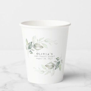 Gobelets En Papier Eucalyptus argenté verdure boho rêveur