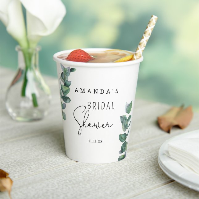 Gobelets En Papier Eucalyptus - douche nuptiale (Insitu)