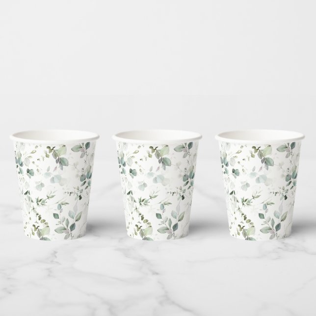 Gobelets En Papier Eucalyptus Foliage Bébé ou Fête des mariées tasse  (Multi)