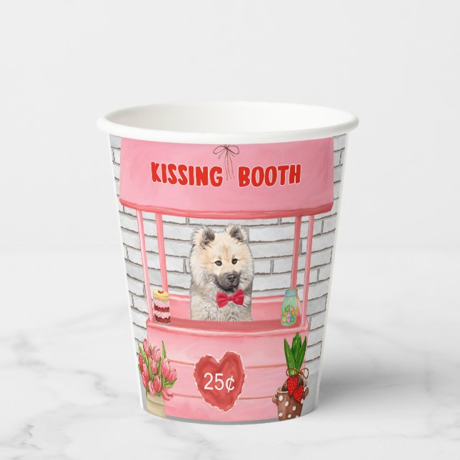 Gobelets En Papier Eurasier Chien Valentine's Day Kissing Booth (Recto)