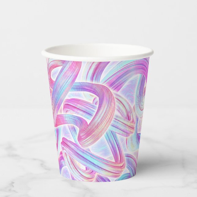 Gobelets En Papier eurobeat holorave - rose et bleu : (Recto)