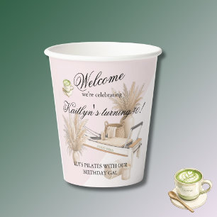 Gobelets En Papier Événement d'anniversaire Pilates & Matcha (tout âg