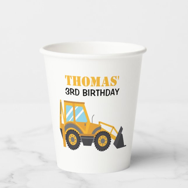 Gobelets En Papier Excavator Construction Birthday Paper Cups   (Recto)