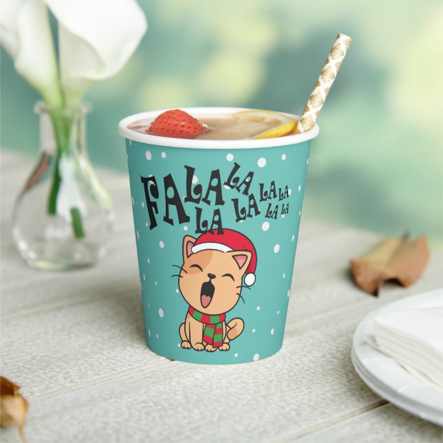 Gobelets En Papier Fa La La La La Christmas Chant de chat | Coupe du  (Insitu)