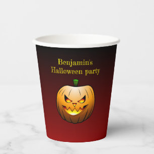 Gobelets En Papier Face Citrouille Halloween