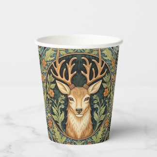 Gobelets En Papier Face de cerf au design vintage floral
