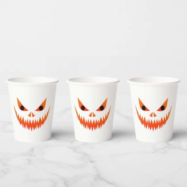 Gobelets En Papier Face Éffrayante Halloween (Multi)