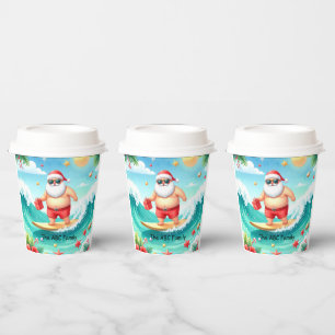 Gobelets En Papier Faire du surf à Noël en juillet avec le PÈRE NOËL