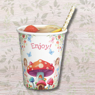 Gobelets En Papier Fairy First Floral Girl 1er Anniversaire