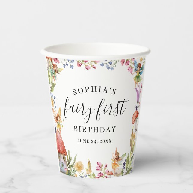 Gobelets En Papier Fairy Premier anniversaire 1er anniversaire (Recto)