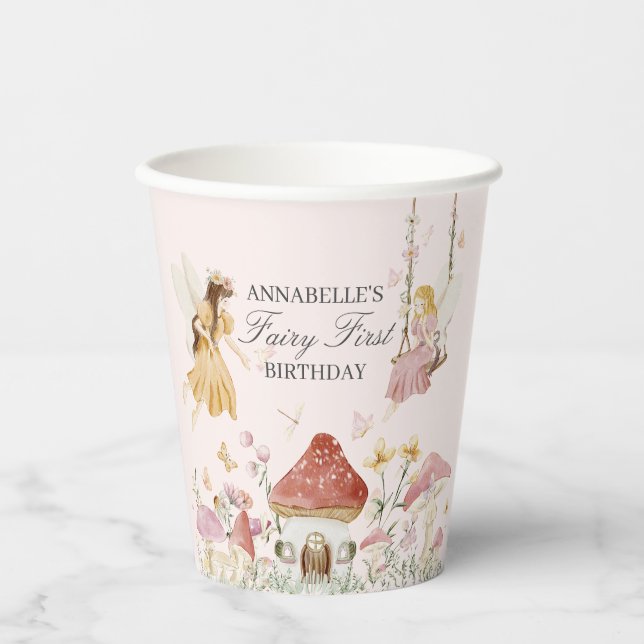 Gobelets En Papier Fairy Premier anniversaire Enchanted Tea Party (Recto)