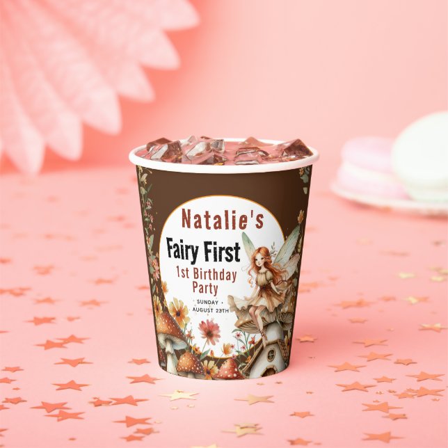 Gobelets En Papier Fairy Premier thème Fille 1er anniversaire fête (Insitu)
